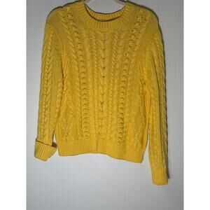 Pearl by Lela Rose Yellow Cable Pullover Sweater Sz S